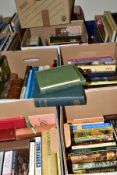 SEVEN BOXES OF BOOKS, containing approximately 90-100 titles, subjects include cookery, music,