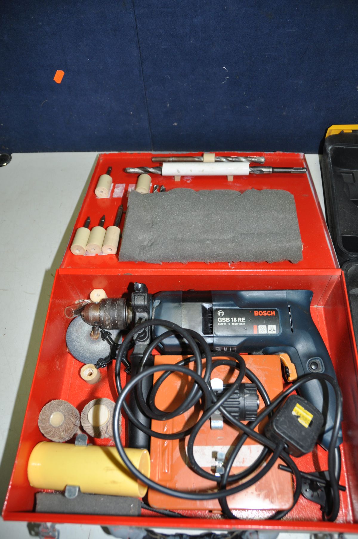 A BOSCH GSB18RE 240V DRILL with accessories, a Bosch PEX 125AE sander with box and a Performance - Image 2 of 4
