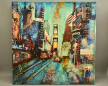 ANNIE BLANCHET ROUZE (FRENCH CONTEMPORARY) 'NEW YORK, TIMES SQUARE', an American cityscape, signed