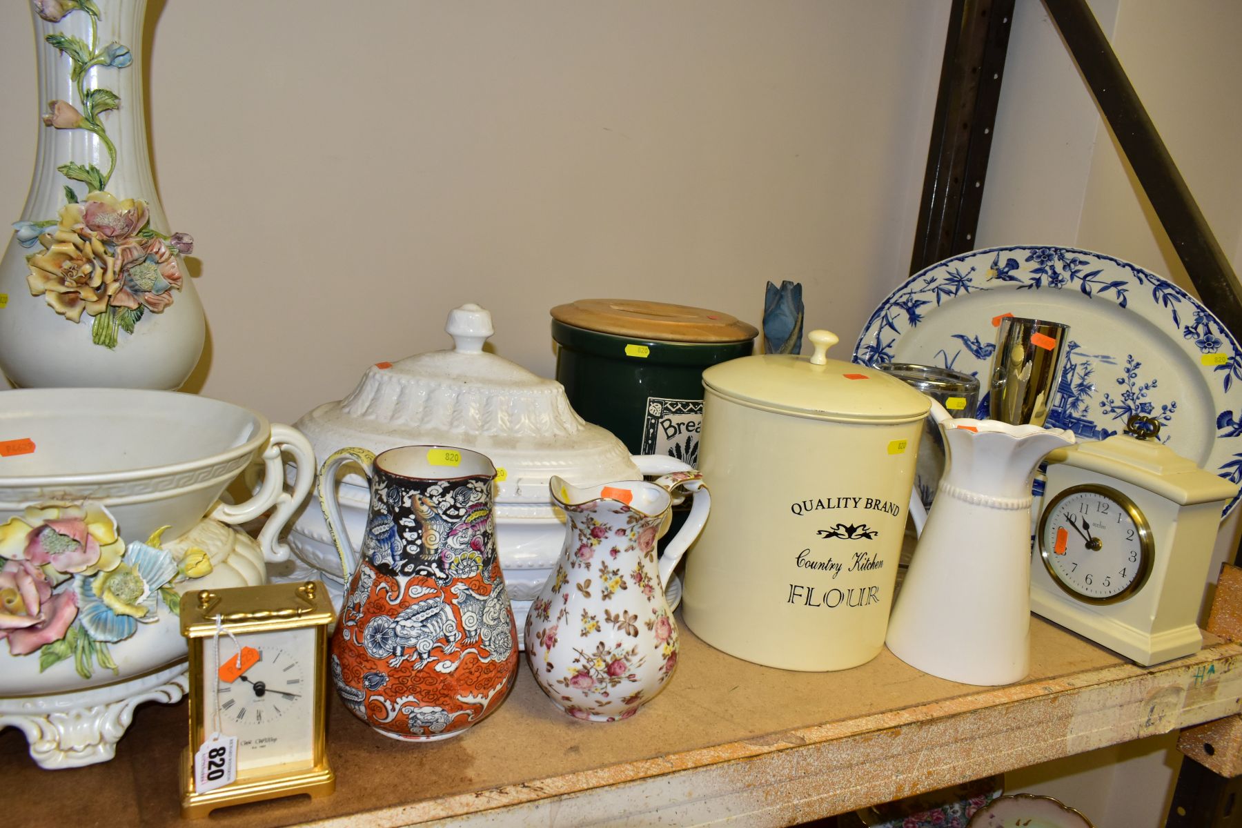 A QUANTITY OF CERAMICS, GLASS, QUARTZ CLOCKS, etc, including a late 19th Century large meat plate - Image 2 of 8