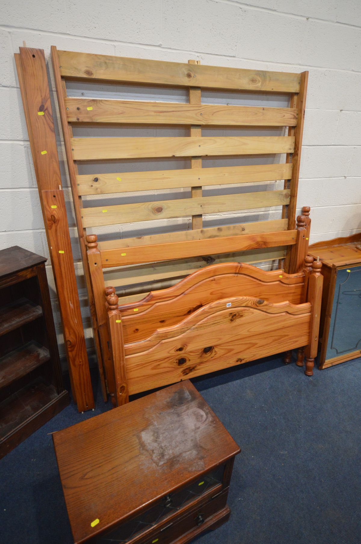 A COLLECTION OF PINE FURNITURE, comprising a 4ft four poster bed frame, dressing table with two - Image 2 of 3