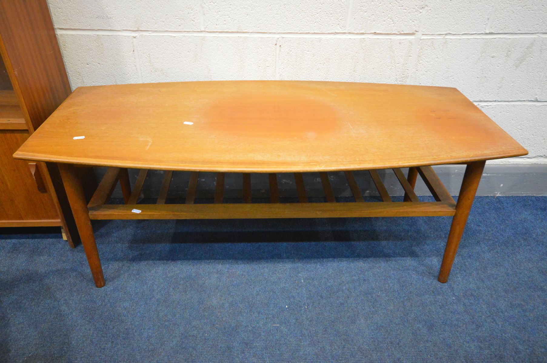 FOUR VARIOUS MID CENTURY TEAK FURNITURE, to include a glazed bookcase, width 92cm x depth 28cm x - Image 4 of 5