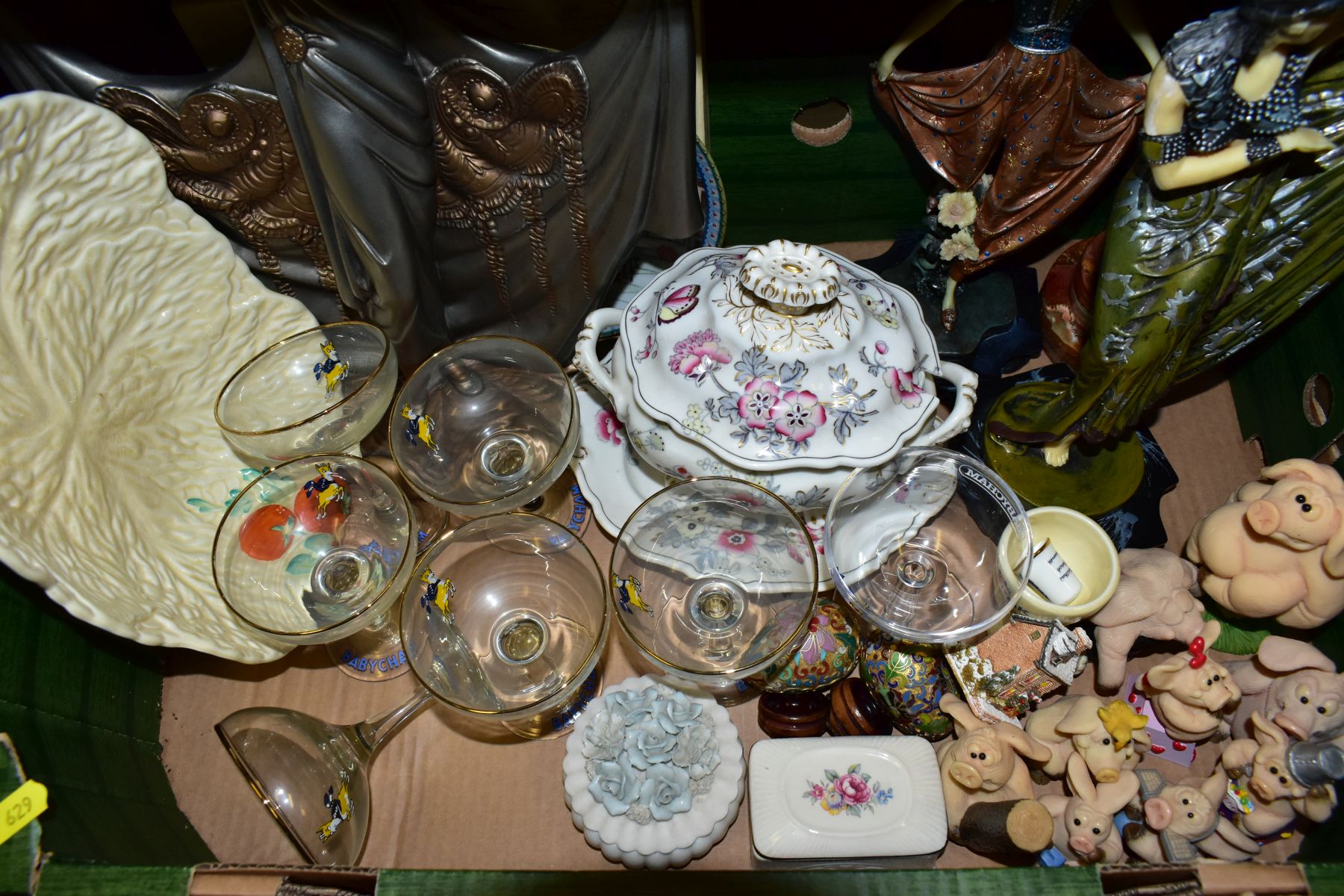 FOUR BOXES AND LOOSE CERAMICS AND GLASSWARES, to include a modern Boots Hanover Green China dinner - Image 6 of 8