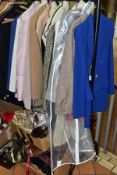 LADIES JACKETS, HATS, HANDBAGS etc to include M & S blue blazer size 14, a wool jacket size 16,