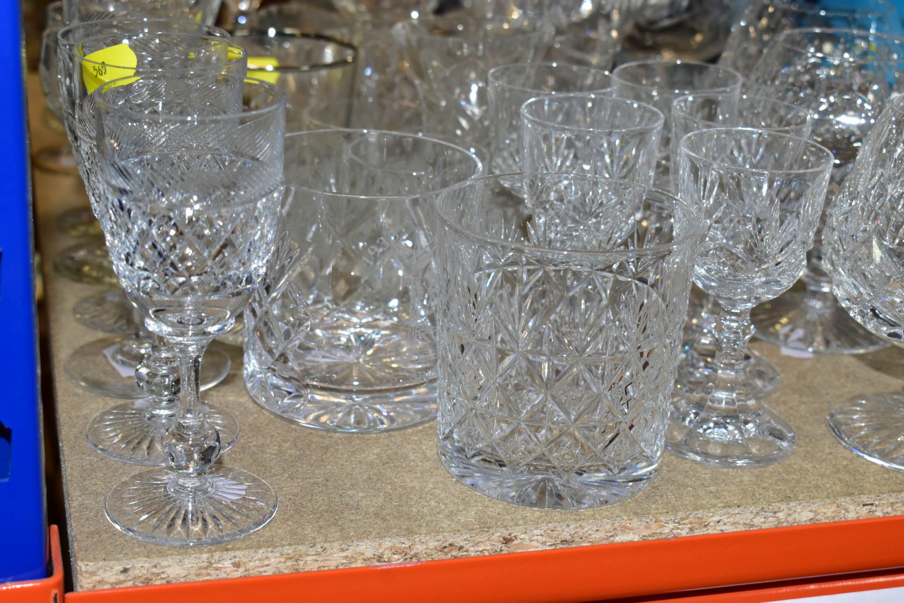 A QUANTITY OF CUT GLASS ETC, to include incomplete sets of brandy, wine and port glasses etc, - Image 4 of 10