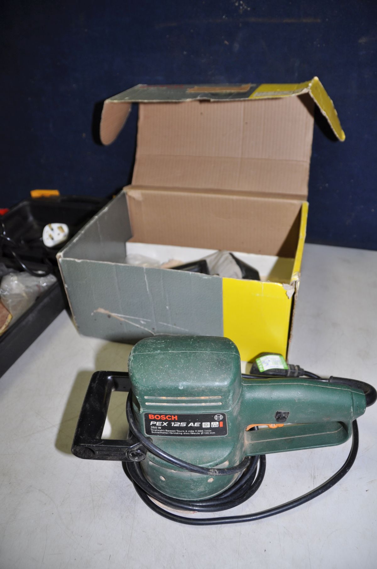 A BOSCH GSB18RE 240V DRILL with accessories, a Bosch PEX 125AE sander with box and a Performance - Image 4 of 4