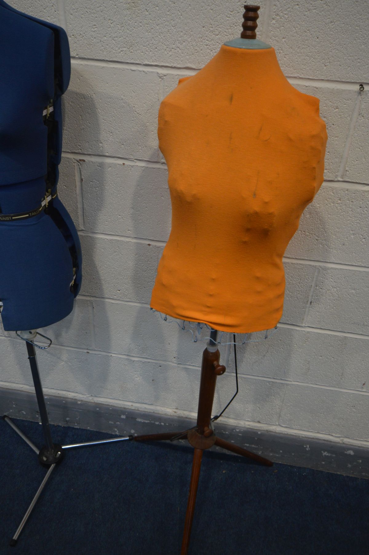 TWO DRESSMAKERS MANNEQUINS, one on a teak tripod stand - Image 3 of 3