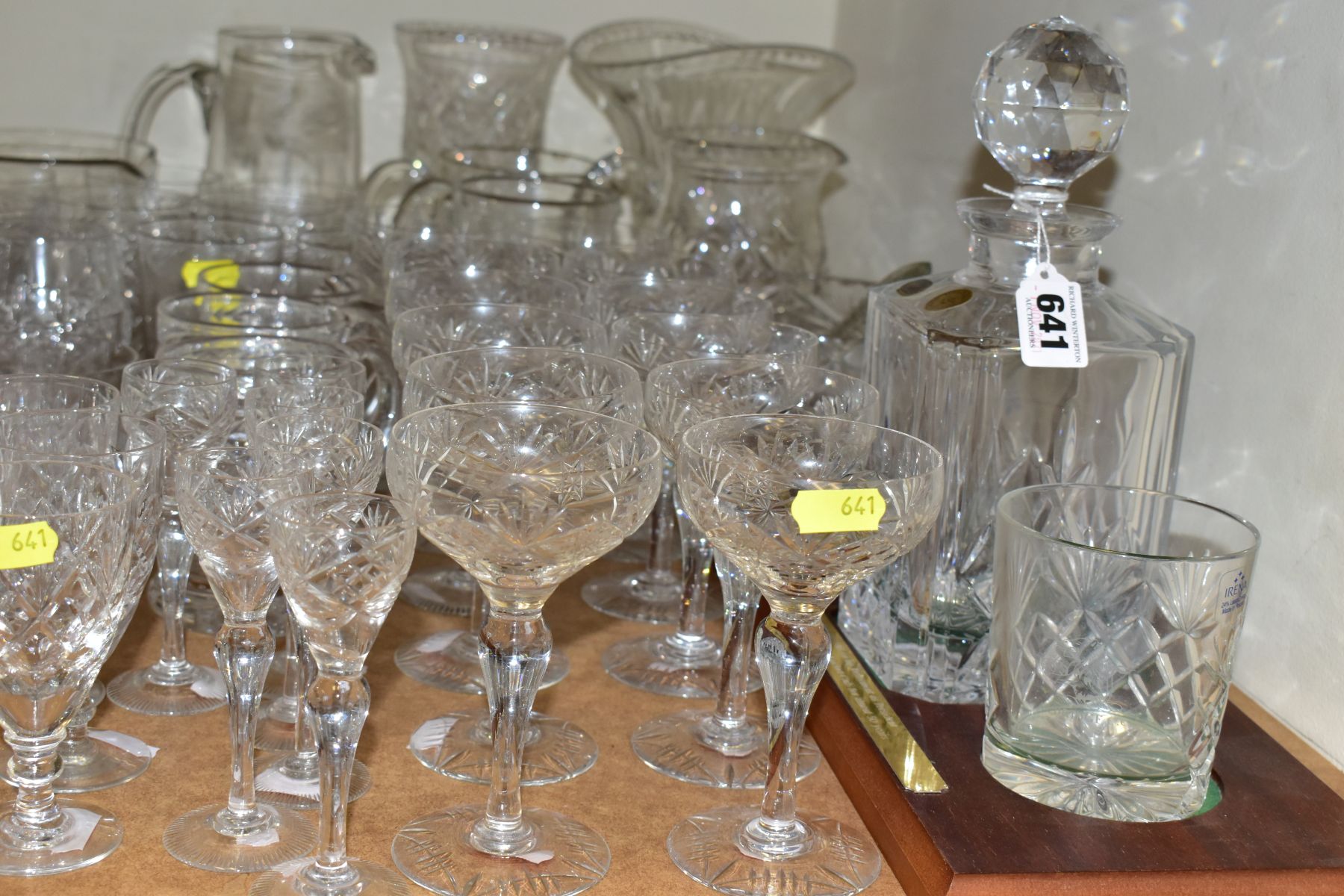 A QUANTITY OF CUT CRYSTAL AND OTHER GLASSWARES, to include a Bohemia Crystal decanter and two