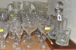A QUANTITY OF CUT CRYSTAL AND OTHER GLASSWARES, to include a Bohemia Crystal decanter and two