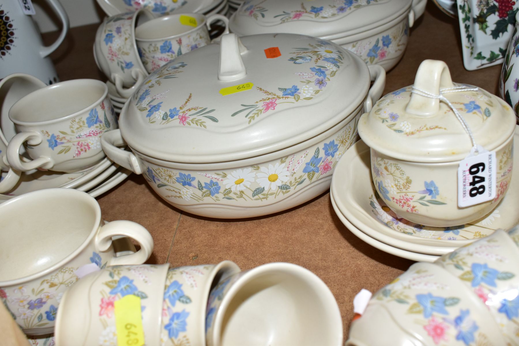 FORTY TWO PIECES OF POOLE SPRINGTIME DINNERWARES, comprising two tureens, preserve pot, six dinner - Image 5 of 5