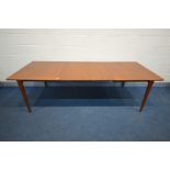 HENRY ROSENGREN HANSEN FOR BRANDE MOBELINDUSTRI, DENMARK, a 1960's teak extending dining table