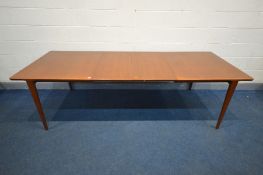 HENRY ROSENGREN HANSEN FOR BRANDE MOBELINDUSTRI, DENMARK, a 1960's teak extending dining table