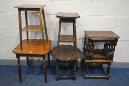 A COLLECTION OF OAK OCCASSIONAL FURNITURE, some early 20th century, comprising a square canted