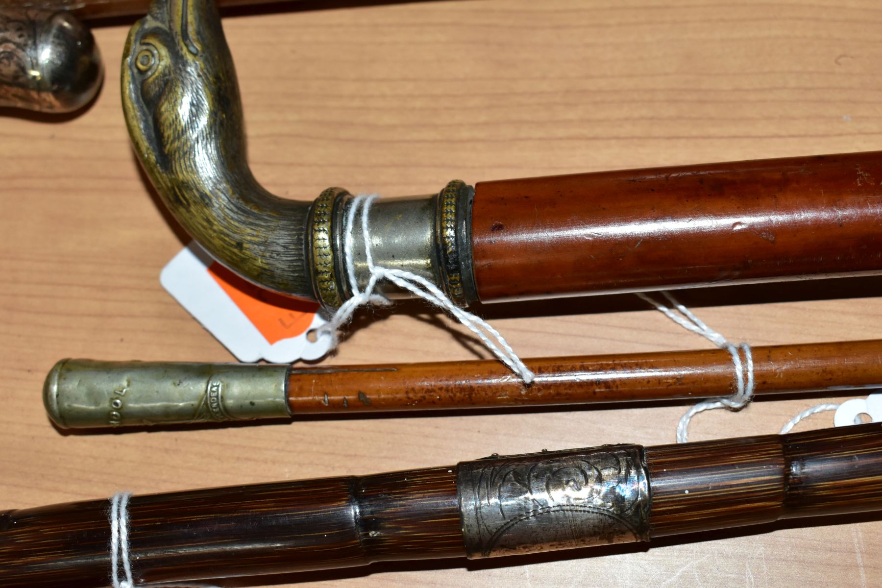 SIX VARIOUS WALKING STICKS, a shooting stick and a Bloxham School O.T.C Swaggar stick, two of the - Image 6 of 13