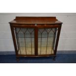 AN EARLY 20TH CENTURY MAHOGANY ASTRAGAL GLAZED TWO DOOR CHINA CABINET, width 122cm x depth 36cm x