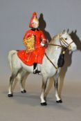 A BESWICK MOUNTED LIFEGUARD 1624 STYLE ONE, with trumpet, dapple grey gloss horse, printed marks,