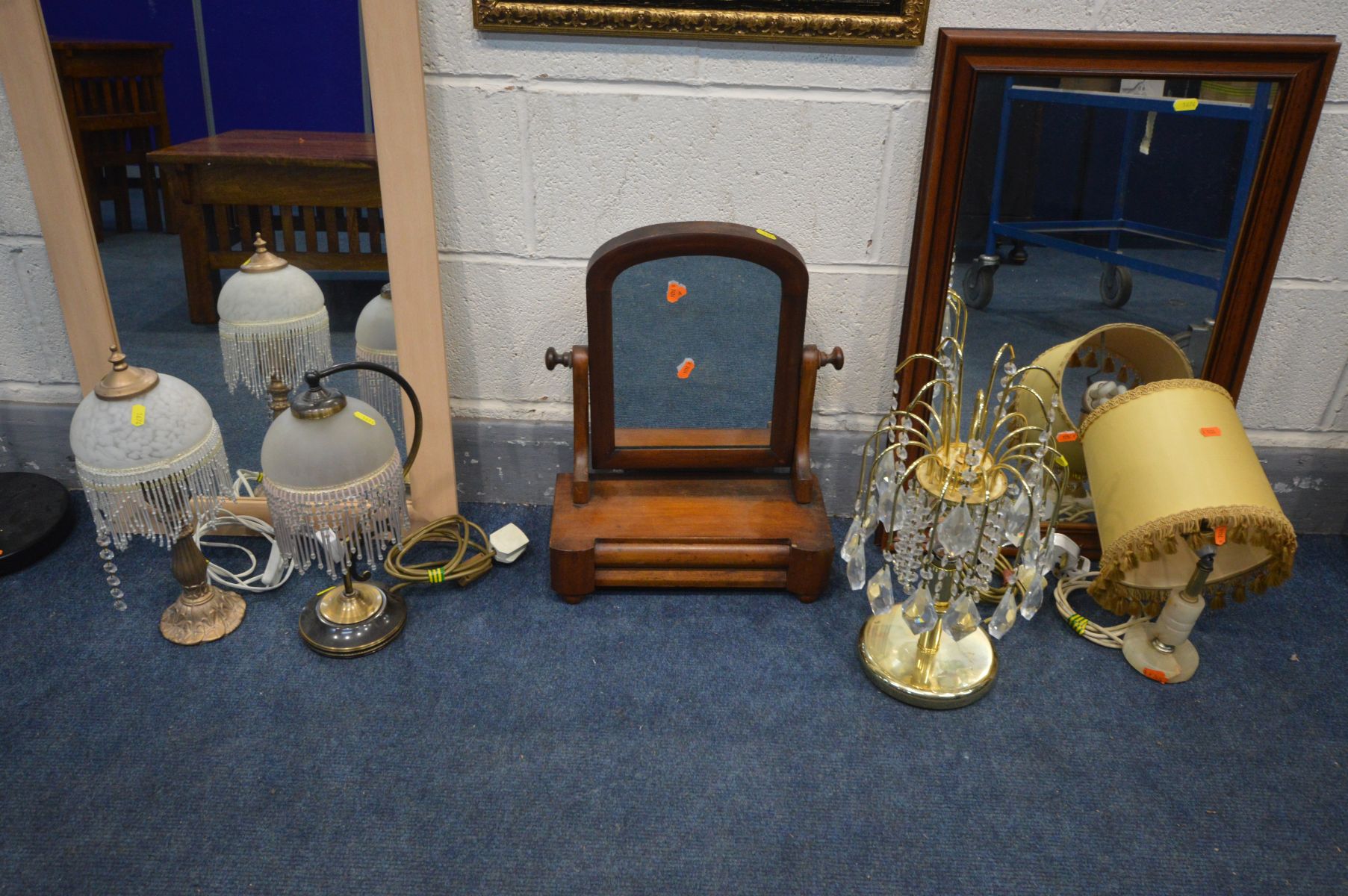 SIX VARIOUS MIRRORS, to include a Victorian dressing mirror and five wall mirrors, along with four - Image 2 of 2