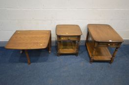 AN ERCOL GOLDEN DAWN RETANGULAR OCCASIONAL TABLE, with a single drawer, width 67cm x depth 48cm x