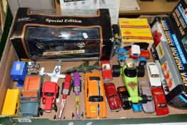 A QUANTITY OF MAINLY UNBOXED PLAYWORN DIECAST VEHICLES, to include Spot-On MG Midget MKII, No.