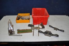 A SELECTION OF STANLEY WOOD PLANES comprising of a No50 plough plane with cutter (one missing and