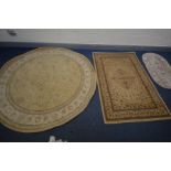SIX VARIOUS MODERN RUGS, to include a circular woollen cream rug, diameter 199cm, a similar