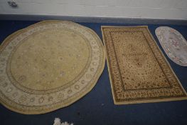 SIX VARIOUS MODERN RUGS, to include a circular woollen cream rug, diameter 199cm, a similar