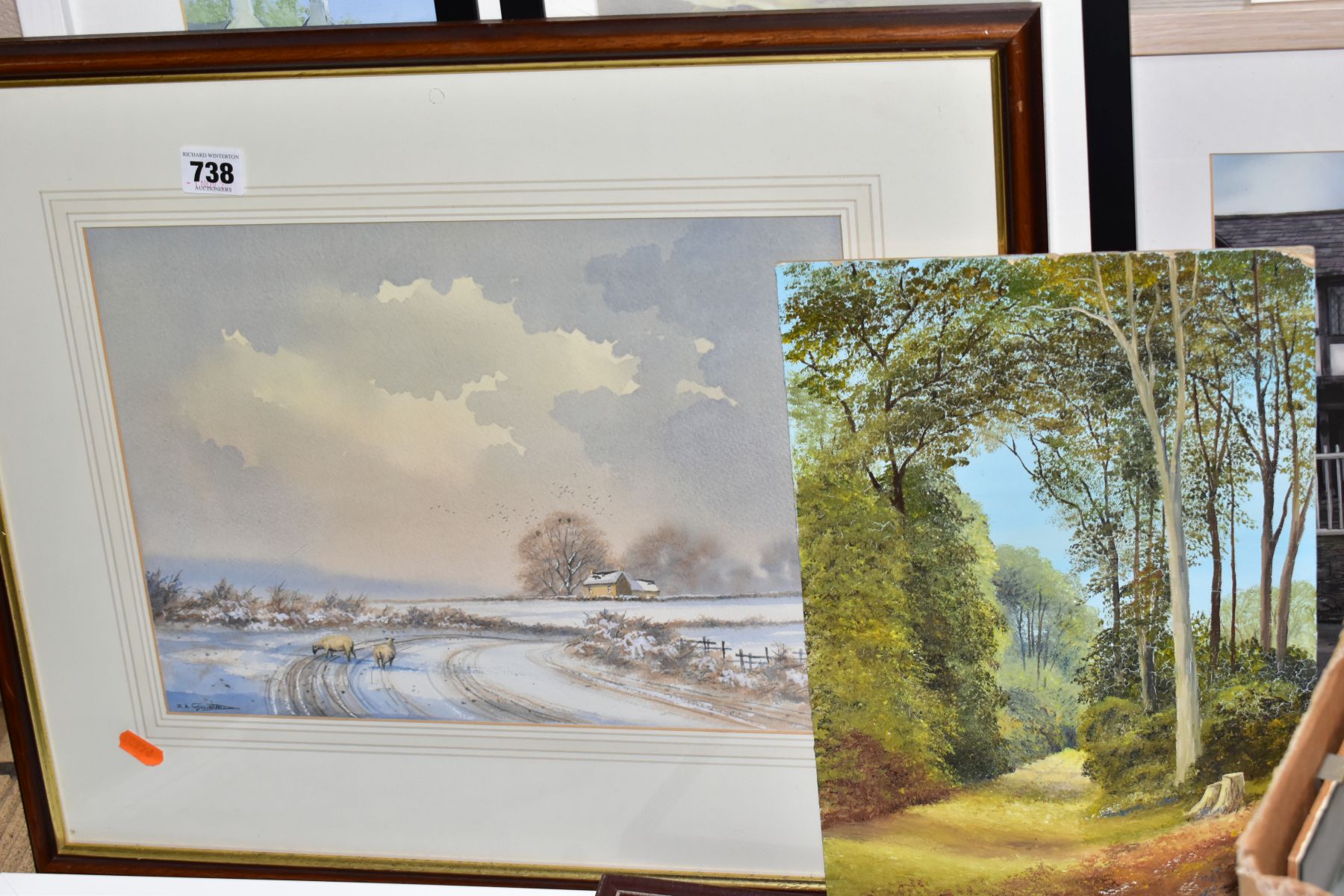 MODERN PAINTINGS AND PRINTS etc, to include Ian Anthony Gillibrand pastoral landscape watercolour, - Image 2 of 3