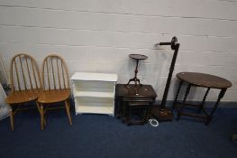 A SELECTION OF OCCASIONAL FURNITURE, to include an oak nest of three tables, oak oval topped