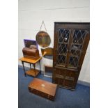 A COLLECTION OF OCCASIONAL FURNITURE, to include an oak corner cupboard, oak barley twist occasional