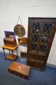 A COLLECTION OF OCCASIONAL FURNITURE, to include an oak corner cupboard, oak barley twist occasional