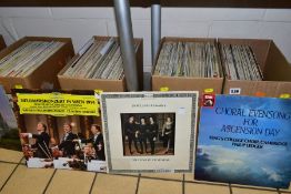 TEN BOXES OF MOSTLY CLASSICAL 33RPM L P RECORDS, to include works by Elgar, Dvorak, Beethoven, Bach,