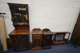 AN EDWARDIAN WALNUT SLIM MIRROR BACK CABINET, with a single drawer, width 63cm x depth 41cm x height