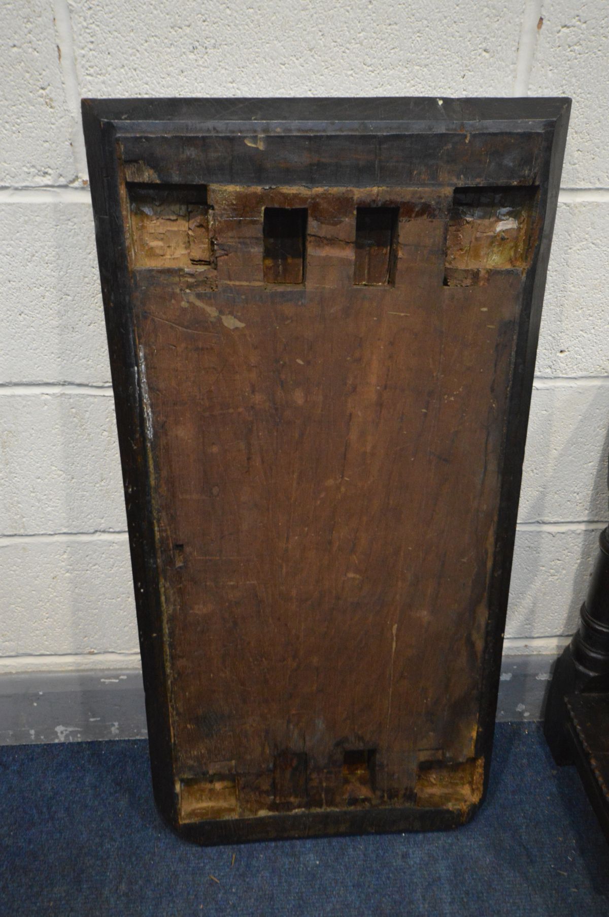 A GEORGE I WELSH OAK SIDE TABLE, the later plank top above a long single drawer with a brass - Image 7 of 8