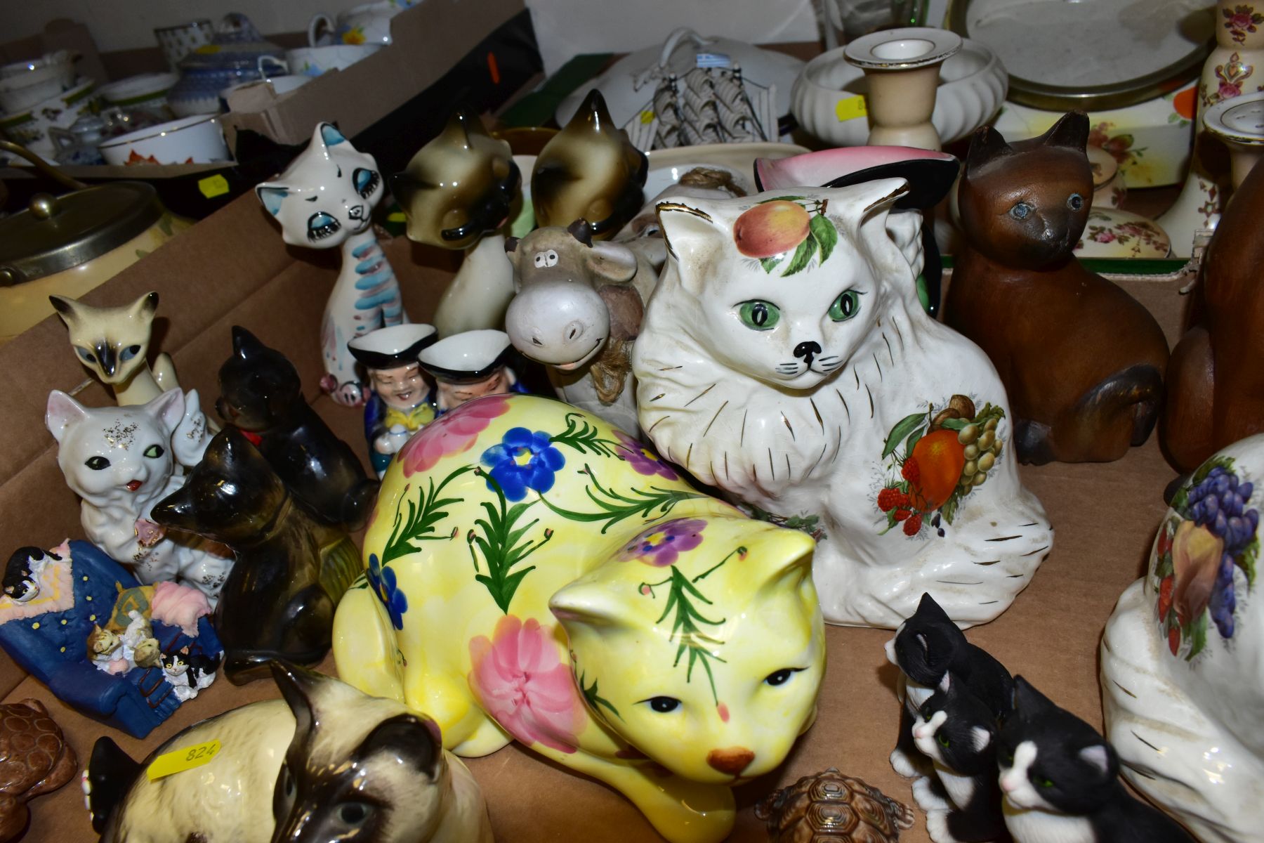 FIVE BOXES OF CERAMICS AND GLASSWARE, etc, including cat ornaments by Beswick, Border Fine Arts - Image 8 of 10