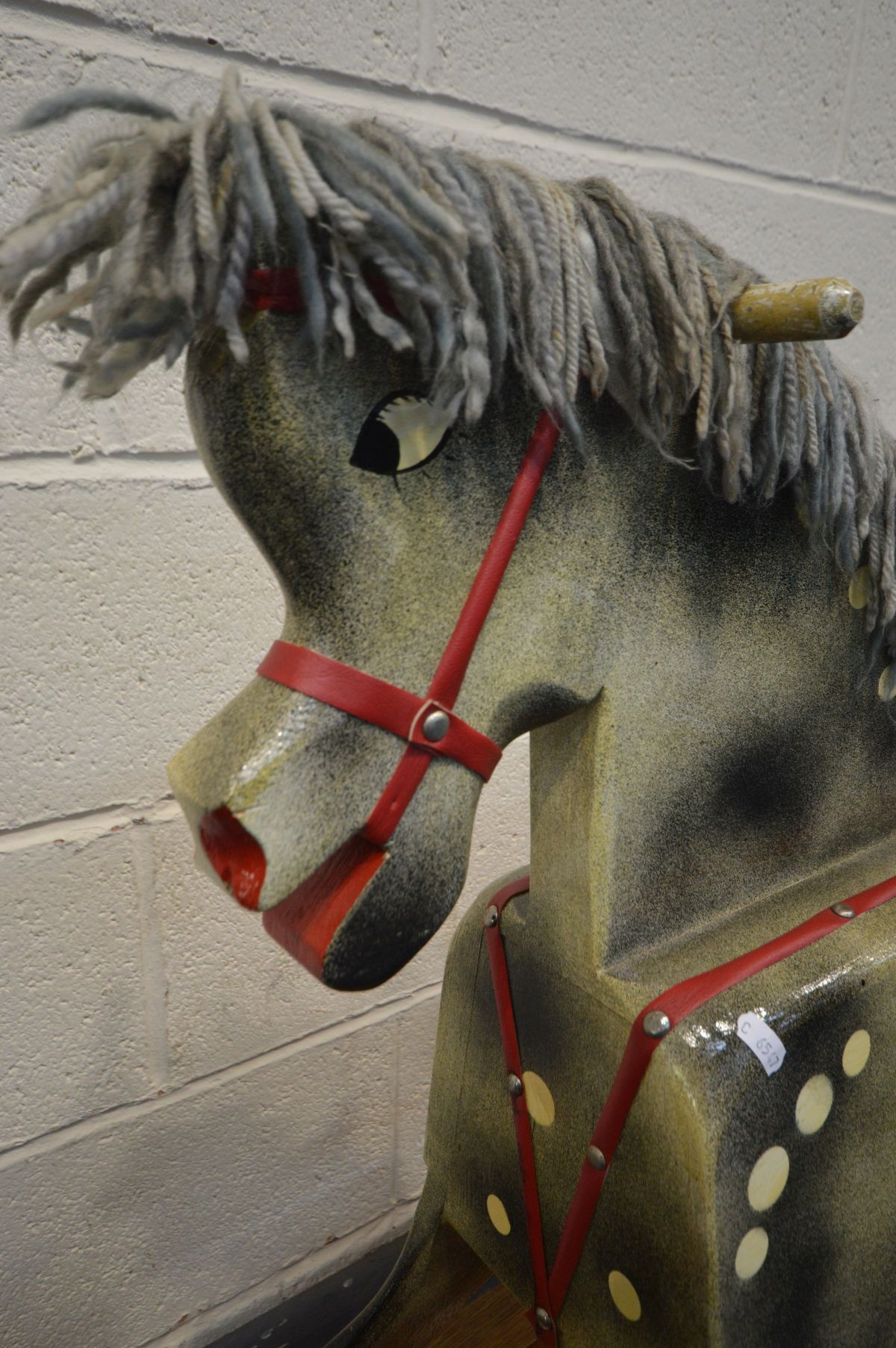 A BESPOKE TRESTLE ROCKING HORSE, on a pine stand, length 148cm x depth 59cm x height 97cm (condition - Image 2 of 2