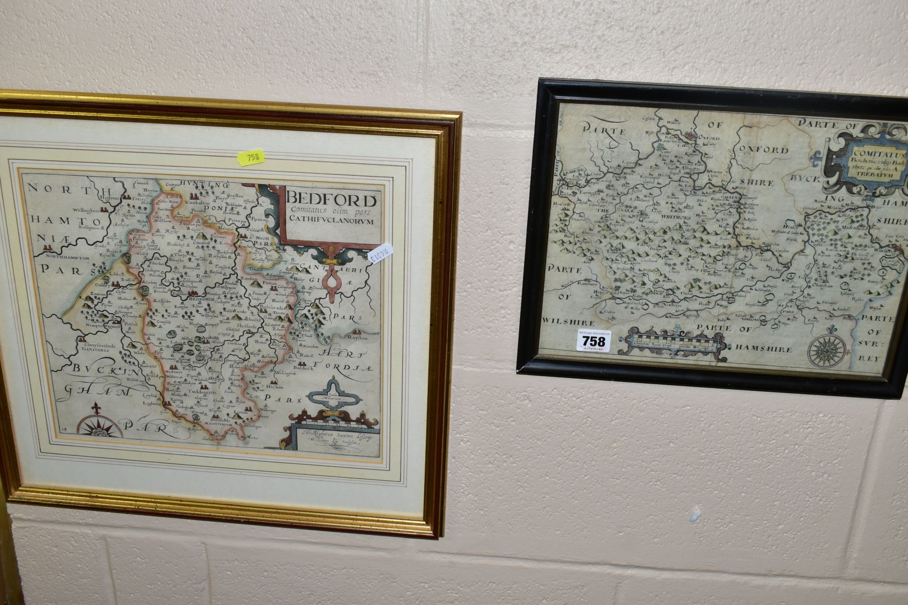 TWO 17TH CENTURY MAPS BY CHRISTOPHER SAXTON, the first map of Barkshire with William Hole 'Comitatus