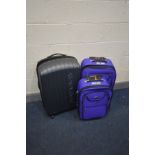 THREE VARIOUS SUITCASES, including one Hardshell case