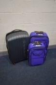 THREE VARIOUS SUITCASES, including one Hardshell case