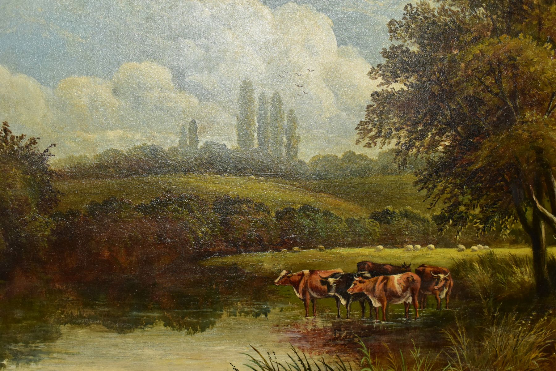 WILLIAM P CARTWRIGHT (1855-1915) an extensive landscape with cattle drinking in a stream, signed - Image 5 of 5