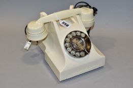 AN ANTIQUE IVORY BAKELITE GPO PYRAMID TELEPHONE, type 234 with the dummy drawer front, with a type