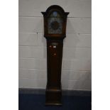 PRESTONS LTD, AN EARLY 20TH CENTURY OAK CHIMING GRANDDAUGHTER CLOCK, with a brass and silvered 7