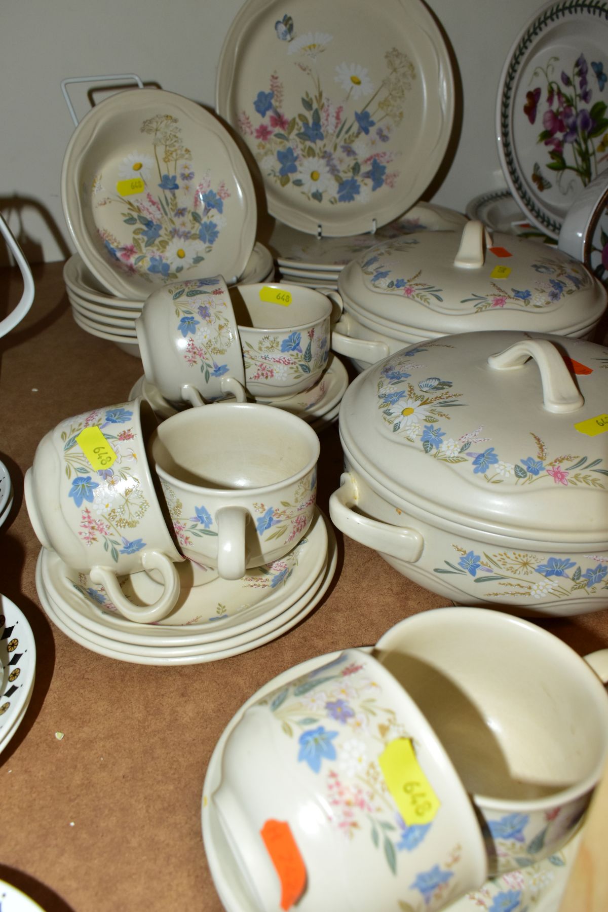 FORTY TWO PIECES OF POOLE SPRINGTIME DINNERWARES, comprising two tureens, preserve pot, six dinner - Image 3 of 5