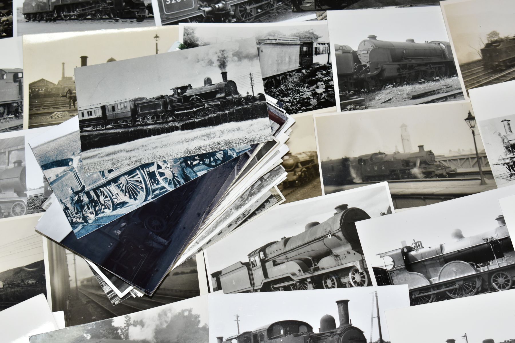 A QUANTITY OF ASSORTED MAINLY BLACK AND WHITE POSTCARD SIZE PHOTOGRAPHS OF BRITISH STEAM - Image 2 of 2