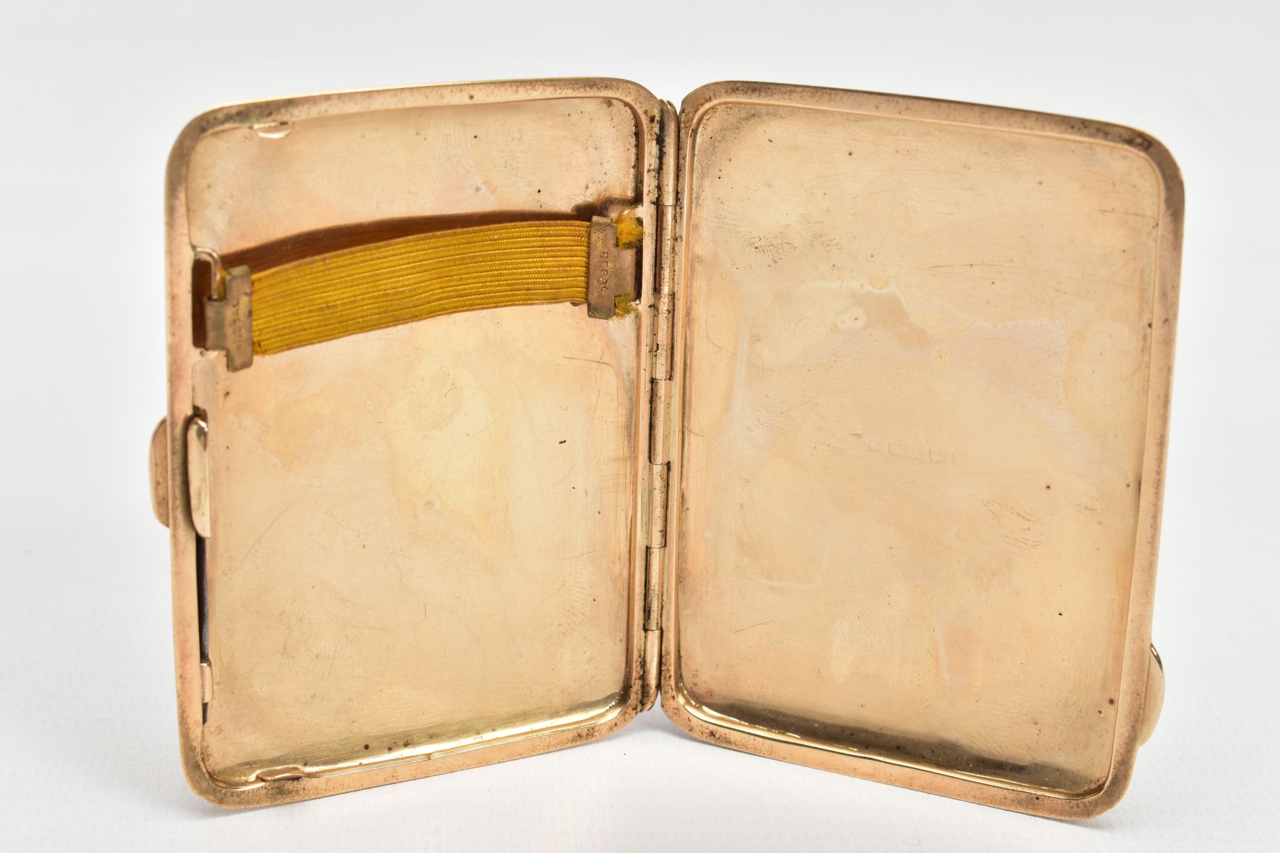 A 9CT GOLD CIGARETTE CASE, of rectangular outline with banded engine turned detail and push clasp, - Image 2 of 3