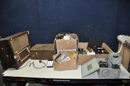 A QUANTITY OF VINTAGE ELECTRONIC EQUIPMENT including a distressed and untested Ekco valve radio,