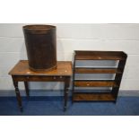 A VICTORIAN MAHOGANY SIDE TABLE, with two drawers, width 82cm x depth 43cm x height 73cm, along with