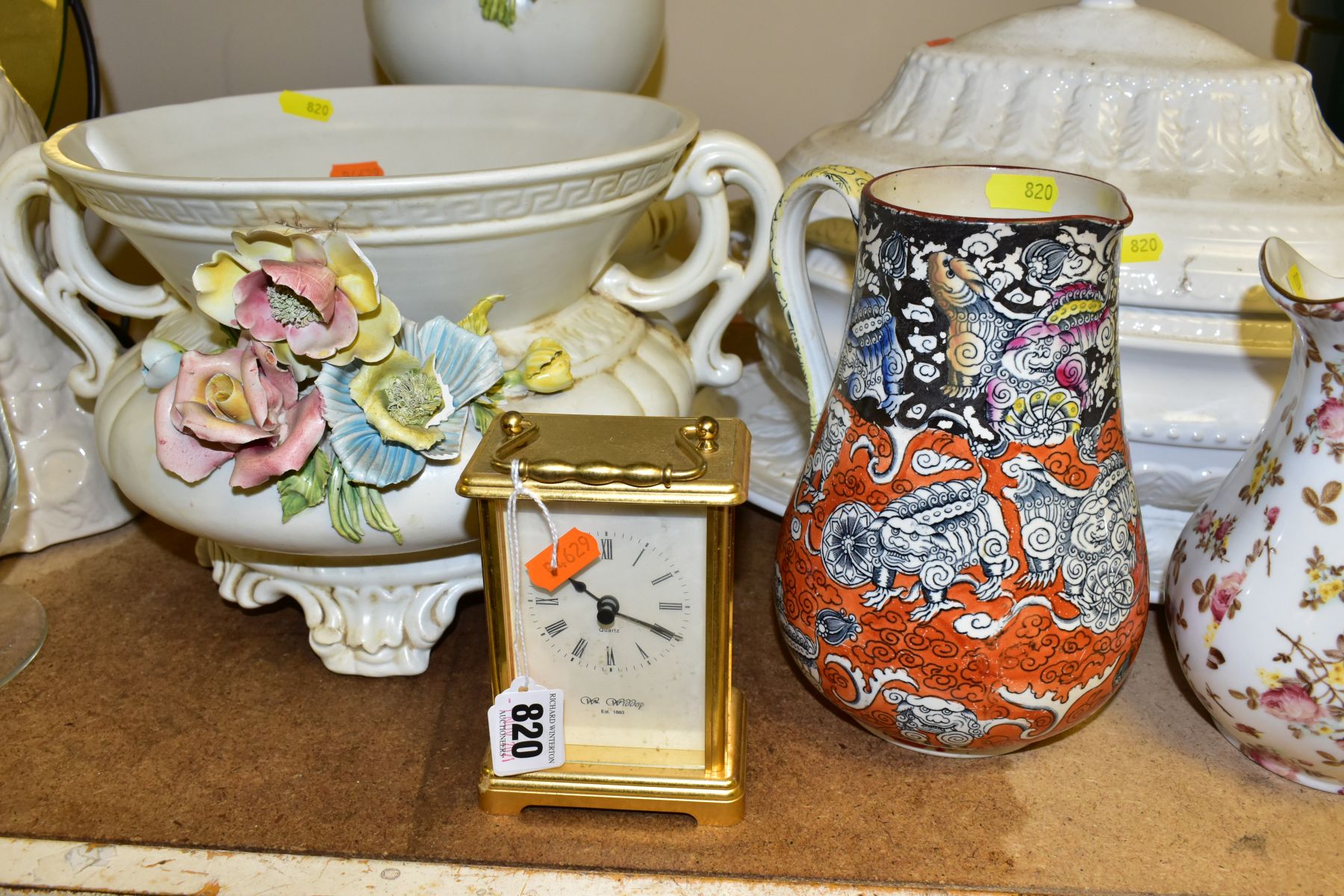 A QUANTITY OF CERAMICS, GLASS, QUARTZ CLOCKS, etc, including a late 19th Century large meat plate - Image 6 of 8