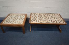 A G PLAN RECTANGULAR TEAK TILED COFFEE TABLE, length 110cm x depth 66cm x height 44cm, and a similar