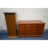 A LOW MAHOGANY CHEST OF SIX DRAWERS, width 99cm x depth 40cm x height 61cm, along with a mahogany