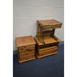 A G PLAN STYLE TEAK NEST OF THREE TABLES (condition:- fluid stains to each table) along with a